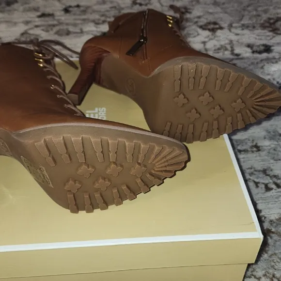 Michael Kors Brown Heeled Boots with Lace-Up Design - Kyle
