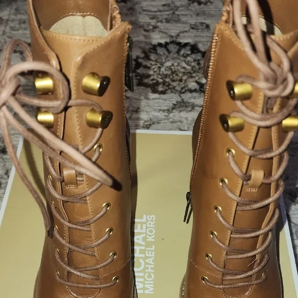 Michael Kors Brown Heeled Boots with Lace-Up Design - Kyle