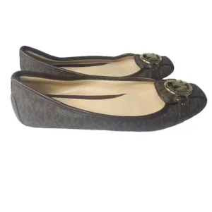 Michael Kors Fulton Ballet Flats  Moccasin Shoes MK Logo Brown Size 8 Medium
