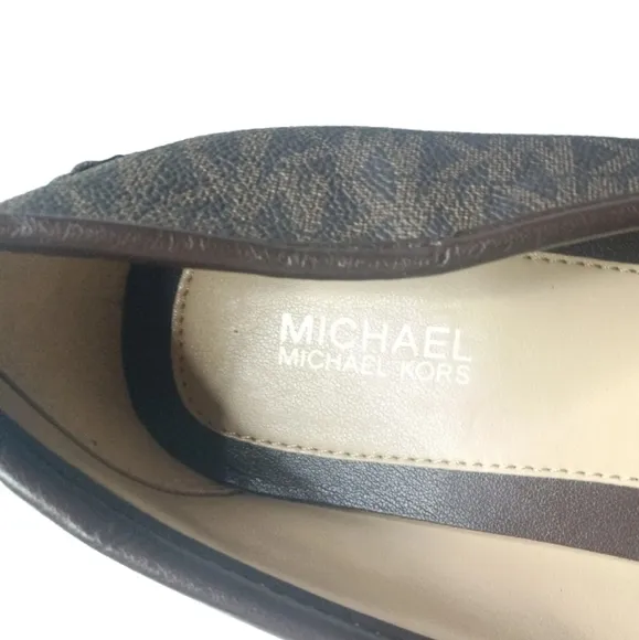Michael Kors Fulton Ballet Flats  Moccasin Shoes MK Logo Brown Size 8 Medium