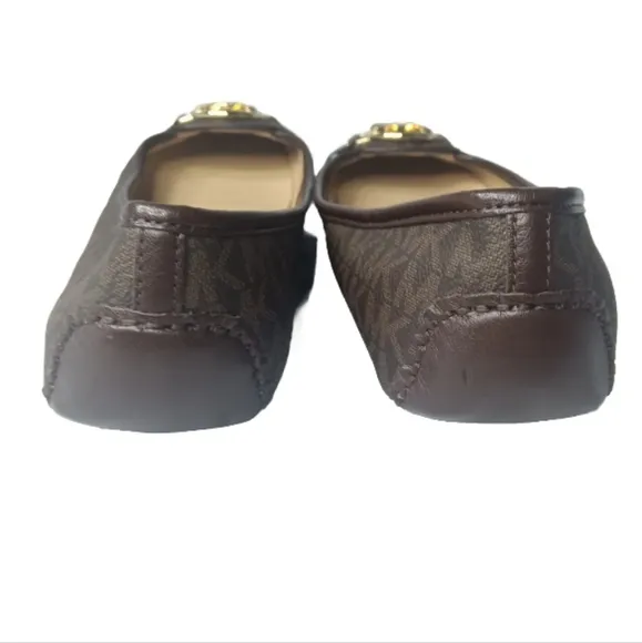 Michael Kors Fulton Ballet Flats  Moccasin Shoes MK Logo Brown Size 8 Medium