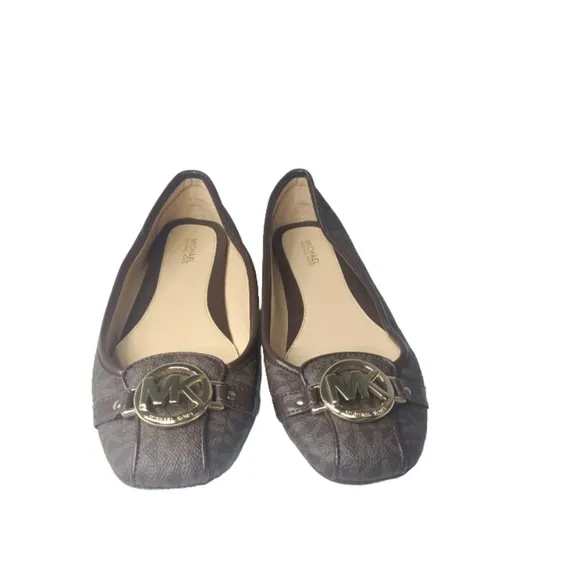 Michael Kors Fulton Ballet Flats  Moccasin Shoes MK Logo Brown Size 8 Medium