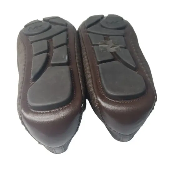 Michael Kors Fulton Ballet Flats  Moccasin Shoes MK Logo Brown Size 8 Medium