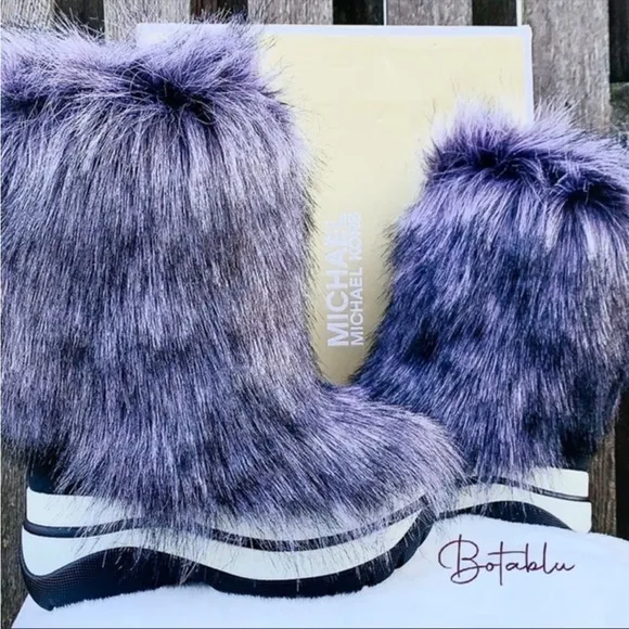 MICHAEL KORS Gamma Platform Fur Hair On Insulated Winter Boots, Size 6