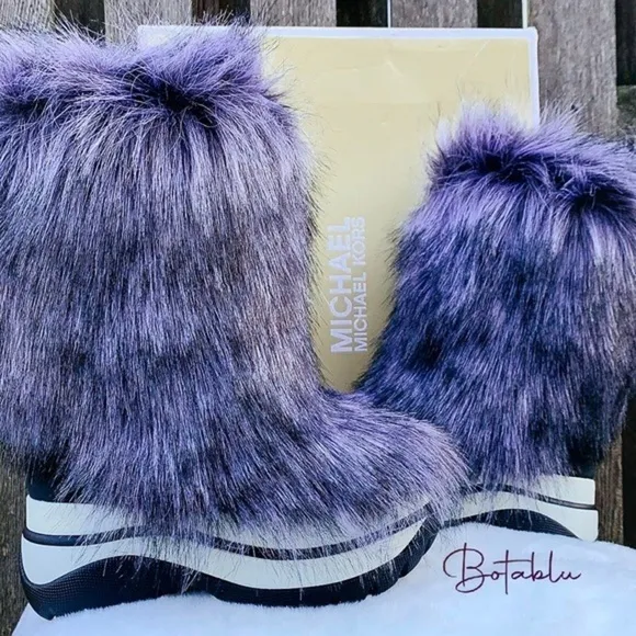MICHAEL KORS Gamma Platform Fur Hair On Insulated Winter Boots, Size 6