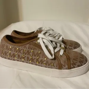 Michael‎ Kors Medici Lace MK Signature Sneakers women’s size 4 Tan/Gold