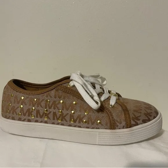 Michael‎ Kors Medici Lace MK Signature Sneakers women’s size 4 Tan/Gold