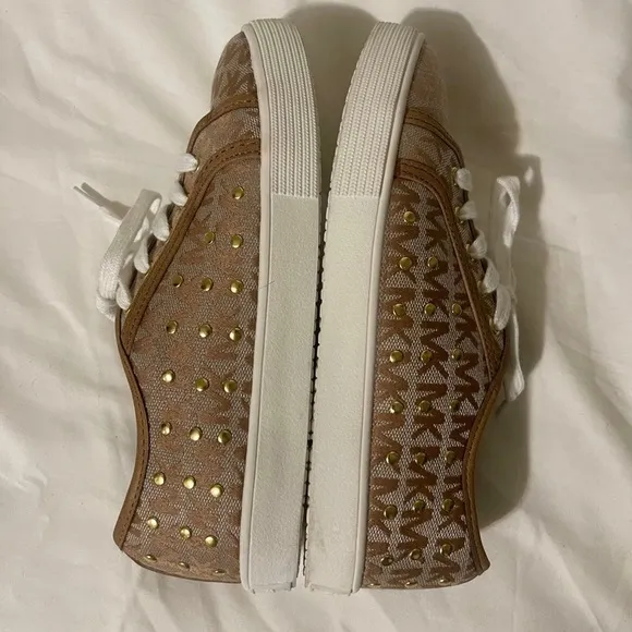 Michael‎ Kors Medici Lace MK Signature Sneakers women’s size 4 Tan/Gold