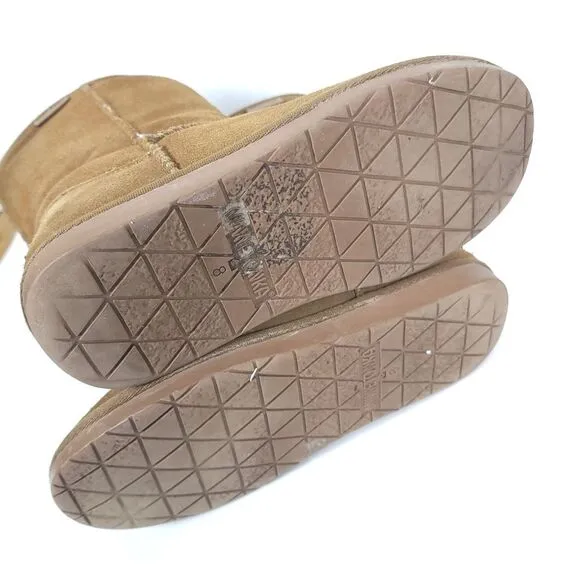 Minnetonka Genuine Sheepskin leather Women Olympia Short Boots Golden Tan size 8