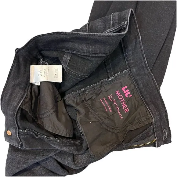 MOTHER lil' hustler ankle fray encounters at night black Raw Frayed Hem size 26