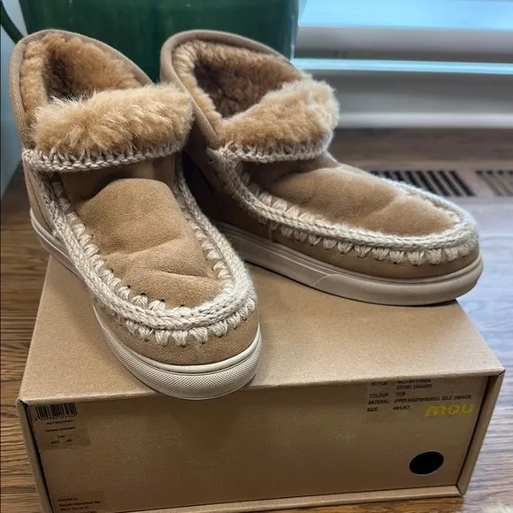 Mou Women's Tan Shearling Shoes -40