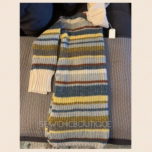 Multi-color Striped Turtleneck Sweater Dress