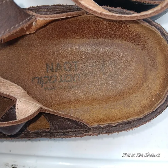Naot Gardenia Mary Jane Comfort Sandals Brown Leather Size EU 40