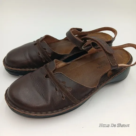Naot Gardenia Mary Jane Comfort Sandals Brown Leather Size EU 40
