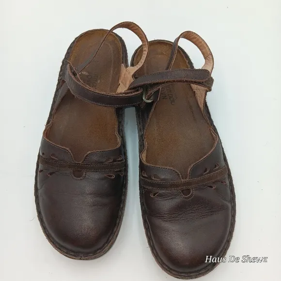 Naot Gardenia Mary Jane Comfort Sandals Brown Leather Size EU 40