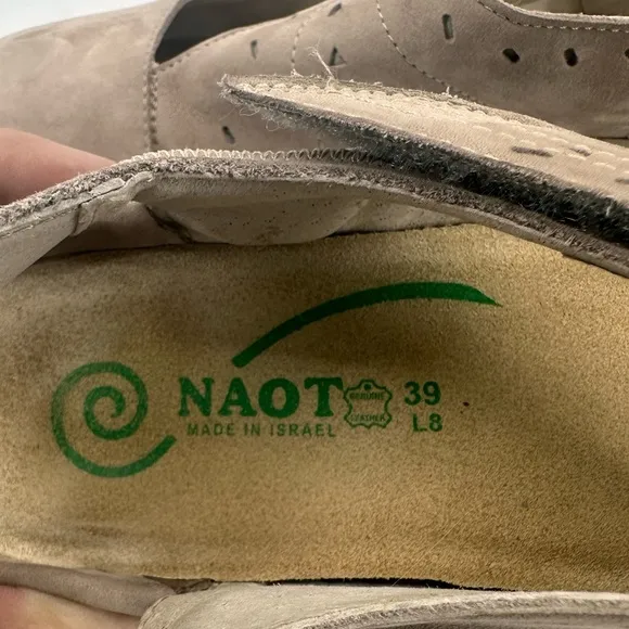 NAOT Kapua Stone Nubuck Leather Slingback Mary Jane Comfort Shoe EU 39
