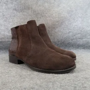 Naturalizer Shoes Womens 6 Booties Classic Comfort Leather Croc Ankle Boot Brown