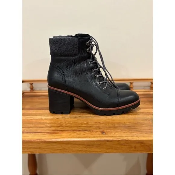 Naturalizer Women's Leather Waterproof Varuna Heeled Ankle Boots Black Size 9.5