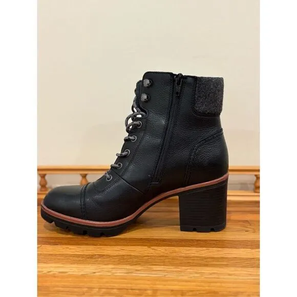 Naturalizer Women's Leather Waterproof Varuna Heeled Ankle Boots Black Size 9.5