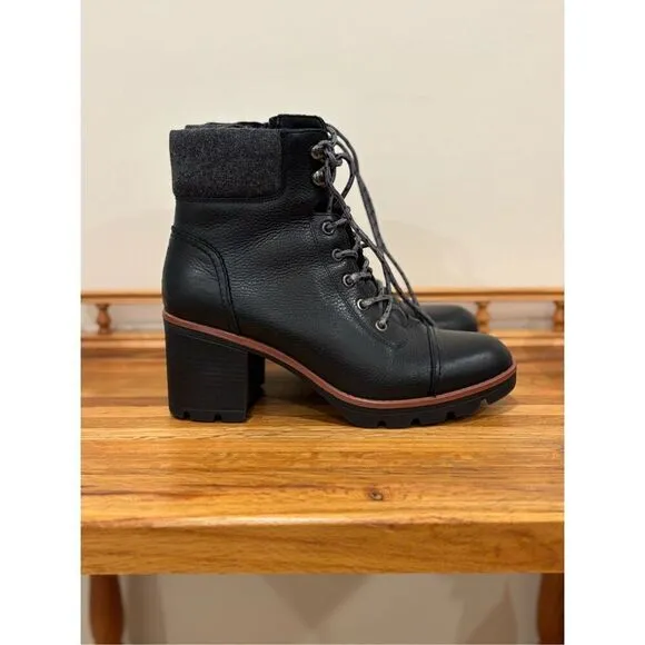 Naturalizer Women's Leather Waterproof Varuna Heeled Ankle Boots Black Size 9.5