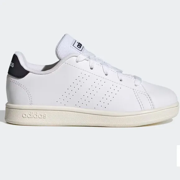 New ADIDAS ADVANTAGE WHITE / BLACK KIDS  LACE SHOES SNEAKERS