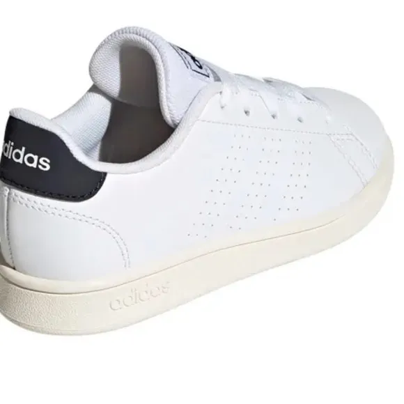 New ADIDAS ADVANTAGE WHITE / BLACK KIDS  LACE SHOES SNEAKERS