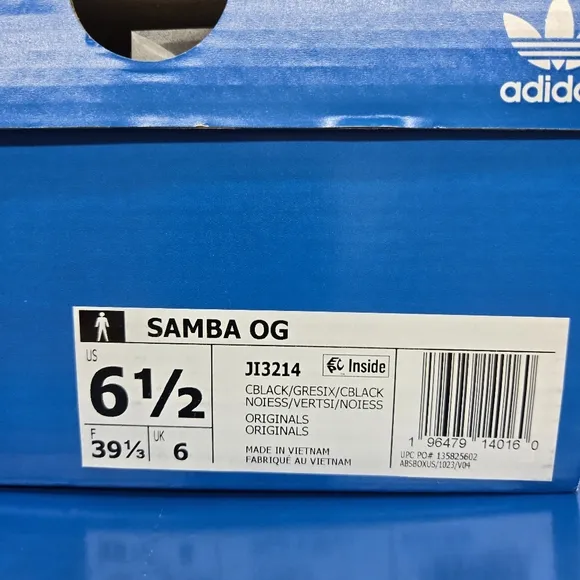 New adidas Samba OG Core Black Grey Cordura Men's Shoes Size 6.5