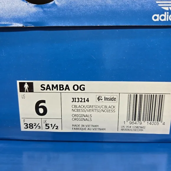 New adidas Samba OG Core Black Grey Cordura Men's Shoes Size 6