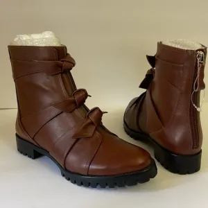 NEW Alexandre Birman Lolita Knots Waterproof Combat Boots Rum Size 36 EU - 6 US