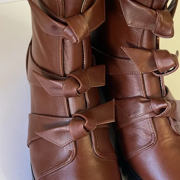 NEW Alexandre Birman Lolita Knots Waterproof Combat Boots Rum Size 36 EU - 6 US