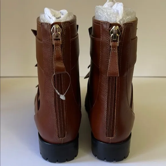 NEW Alexandre Birman Lolita Knots Waterproof Combat Boots Rum Size 36 EU - 6 US