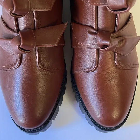 NEW Alexandre Birman Lolita Knots Waterproof Combat Boots Rum Size 36 EU - 6 US