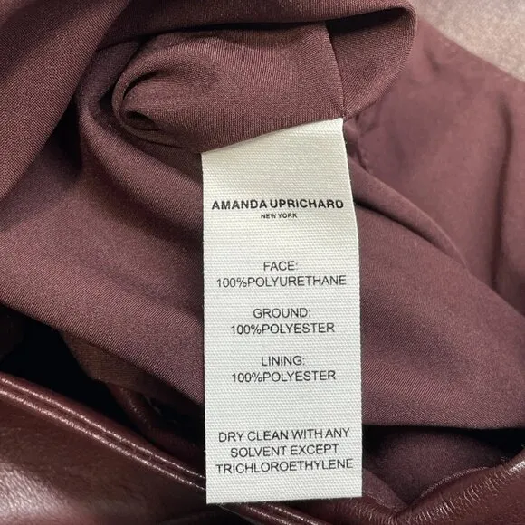 NEW AMANDA UPRICHARD Women's Mila Faux Leather Skort Russet Size L – Chic &amp; Edgy
