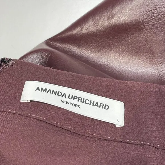 NEW AMANDA UPRICHARD Women's Mila Faux Leather Skort Russet Size L – Chic &amp; Edgy