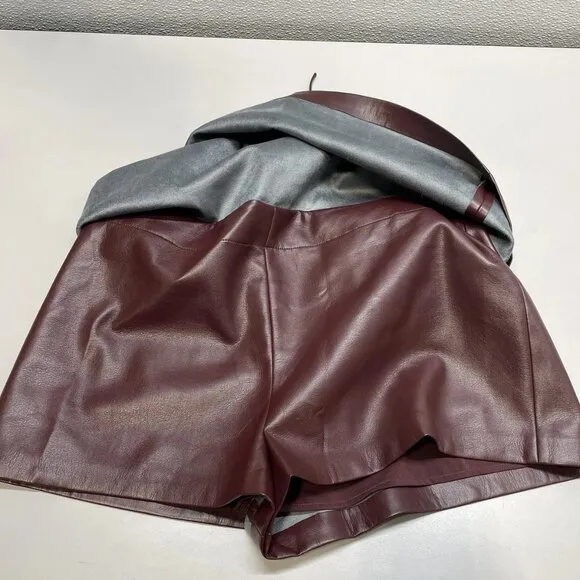 NEW AMANDA UPRICHARD Women's Mila Faux Leather Skort Russet Size L – Chic &amp; Edgy