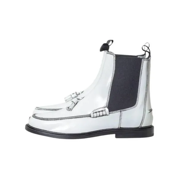 NEW ANNE BLUM women's pooky chelsea boot with tassel booties in white