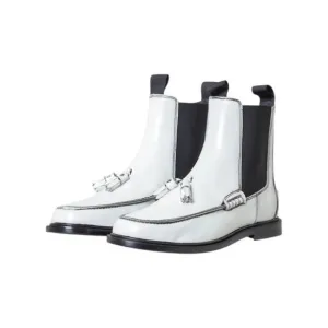 NEW ANNE BLUM women's pooky chelsea boot with tassel booties in white