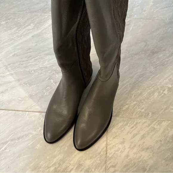 New Aquatalia boots zipper closure grey leather and suede