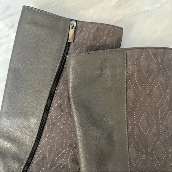 New Aquatalia boots zipper closure grey leather and suede
