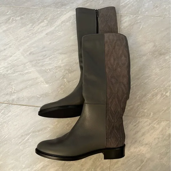 New Aquatalia boots zipper closure grey leather and suede