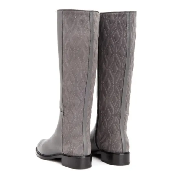 New Aquatalia boots zipper closure grey leather and suede