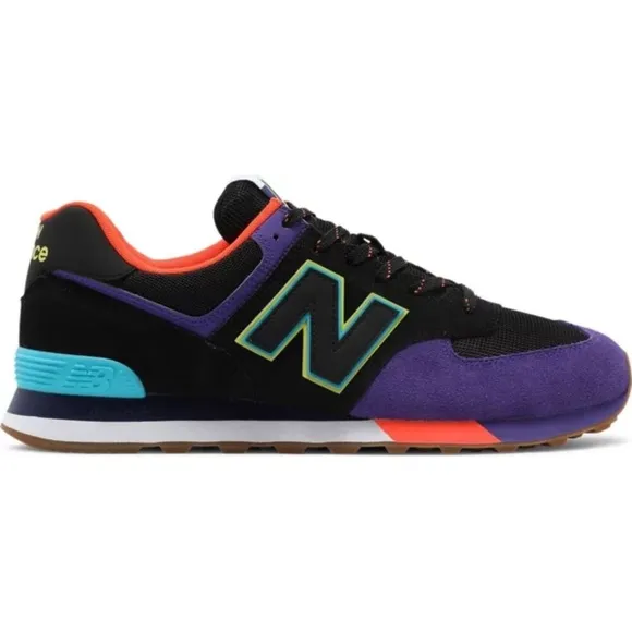 New Balance 574 Black Purple Orange Multicolored Men’s 9.5 Sneakers ML574PT2