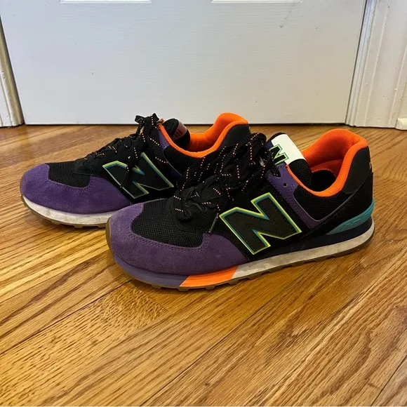 New Balance 574 Black Purple Orange Multicolored Men’s 9.5 Sneakers ML574PT2