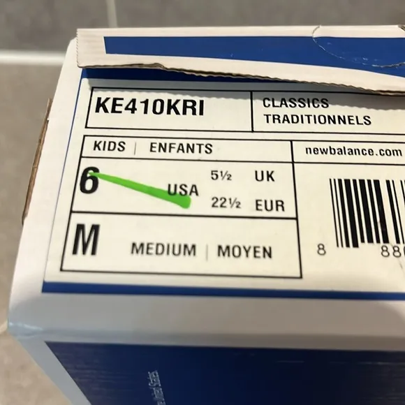 New Balance KE410KRI shoes sneakers 410 hook and loop Toddlers Boys Size 6