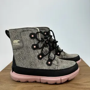 New Big Kids Sorel Explorer Lace Waterproof Suede Winter Snow Boots Size 6 Y