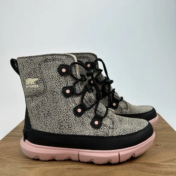 New Big Kids Sorel Explorer Lace Waterproof Suede Winter Snow Boots Size 6 Y