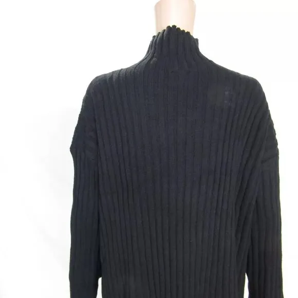 NEW BITTE KAI RAND Womens Ribbed Sweater Knit Dress Bow Detail Size M Black