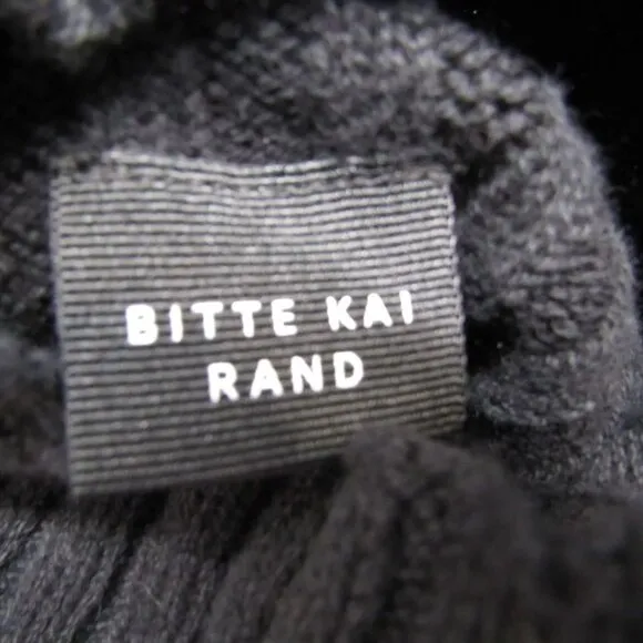 NEW BITTE KAI RAND Womens Ribbed Sweater Knit Dress Bow Detail Size M Black