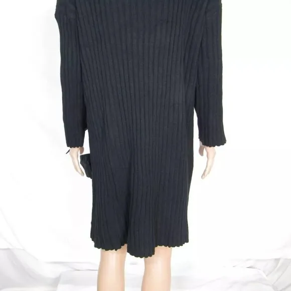 NEW BITTE KAI RAND Womens Ribbed Sweater Knit Dress Bow Detail Size M Black