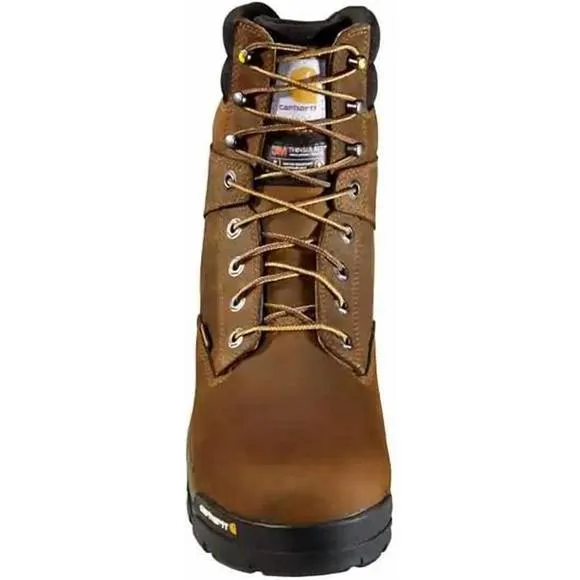 NEW CARHARTT men's insulated 8&quot; soft toe work boots in brown
